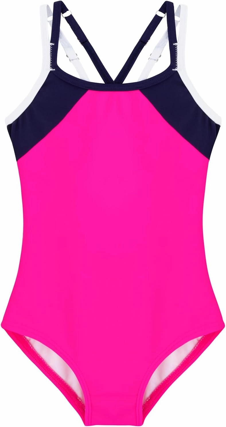 Belovance Girls Swimsuit One Piece Swimwear Adjustable Straps Back Cutout Athletic Sport Kids Tween Bathing Suit 5-14 Years