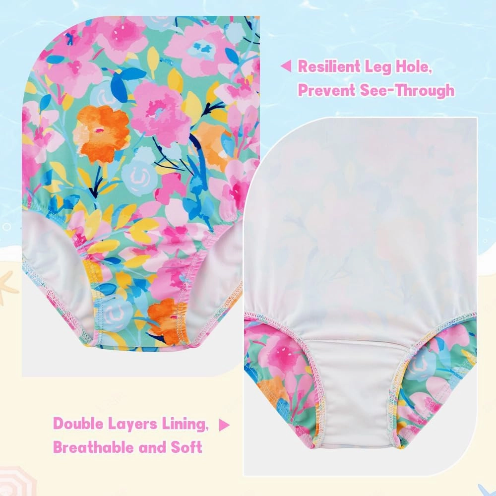 Belovance Girls Swimsuits One Piece Bathing Suit Crossback Straps Cute Toddler Kids Pool Beach Swimwear Quick Dry 4-12 Years