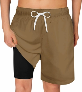 Belovecol Boys Swim Trunks with Compression Liner Solid Color Bathing Suits Quick Dry Swimwear Summer Swimsuits 6-20T