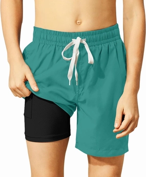 Belovecol Boys Swim Trunks with Compression Liner Solid Color Bathing Suits Quick Dry Swimwear Summer Swimsuits 6-20T