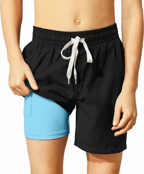 Belovecol Boys Swim Trunks with Compression Liner Solid Color Bathing Suits Quick Dry Swimwear Summer Swimsuits 6-20T