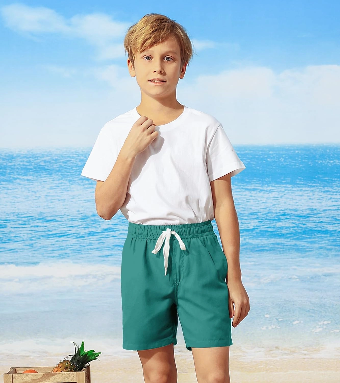 Belovecol Boys Swim Trunks with Compression Liner Solid Color Bathing Suits Quick Dry Swimwear Summer Swimsuits 6-20T