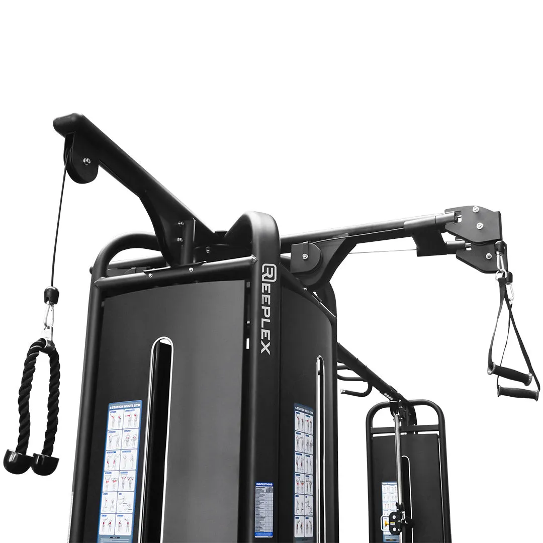 Reeplex Commercial 5 Station Jungle Gym with 150kg Heavy Weight Stacks, Eco-friendly yoga mat, Rebounders