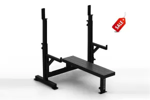 Best-Selling Warrior Flat Olympic Spotter Bench (IN-STORE SPECIAL - Extra 10%) Quick Buy, Sandbag weight training, Rubber Gripped Olympic Plates