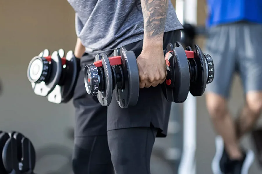 Bowflex SelectTech Adjustable Dumbbells (10-90lbs), Sandbag weight training, Personal Fixed Barbell