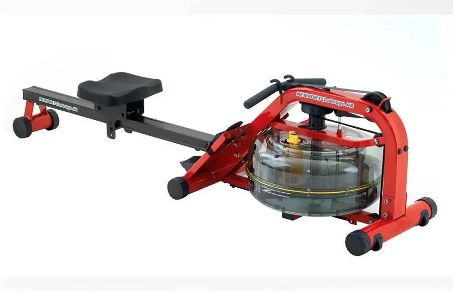 FluidRower Newport Challenge AR Rower, Fixed Barbell Set (With Stand), Medicine Balls,Slam Balls, Cable Systems