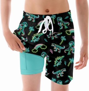 BFUSTYLE Boys Swim Trunks Kid Swim Short with Compression Liner Little Boys Bathing Suit