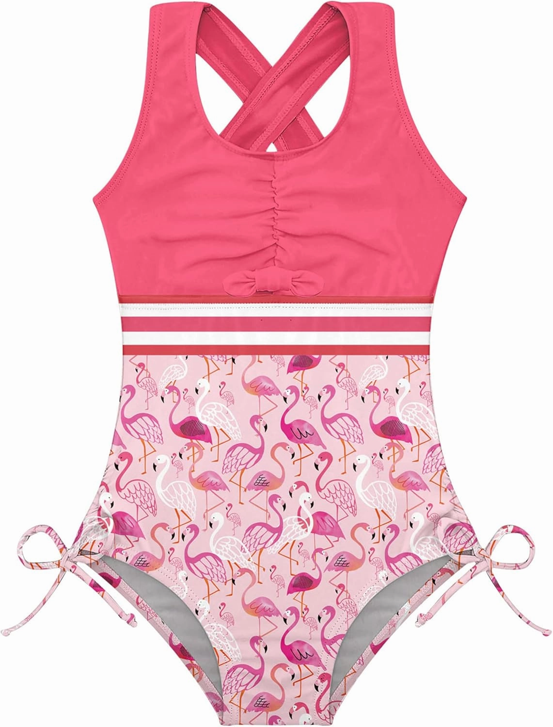 BFUSTYLE Girls One Piece Swimsuit Cute Striped Bathing Suit Hawaii Swimwear 4-13 Years