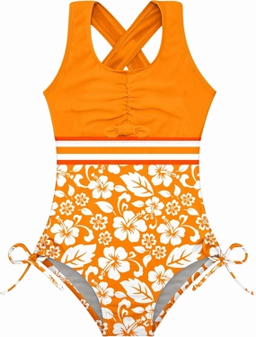 BFUSTYLE Girls One Piece Swimsuit Cute Striped Bathing Suit Hawaii Swimwear 4-13 Years