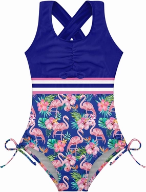 BFUSTYLE Girls One Piece Swimsuit Cute Striped Bathing Suit Hawaii Swimwear 4-13 Years