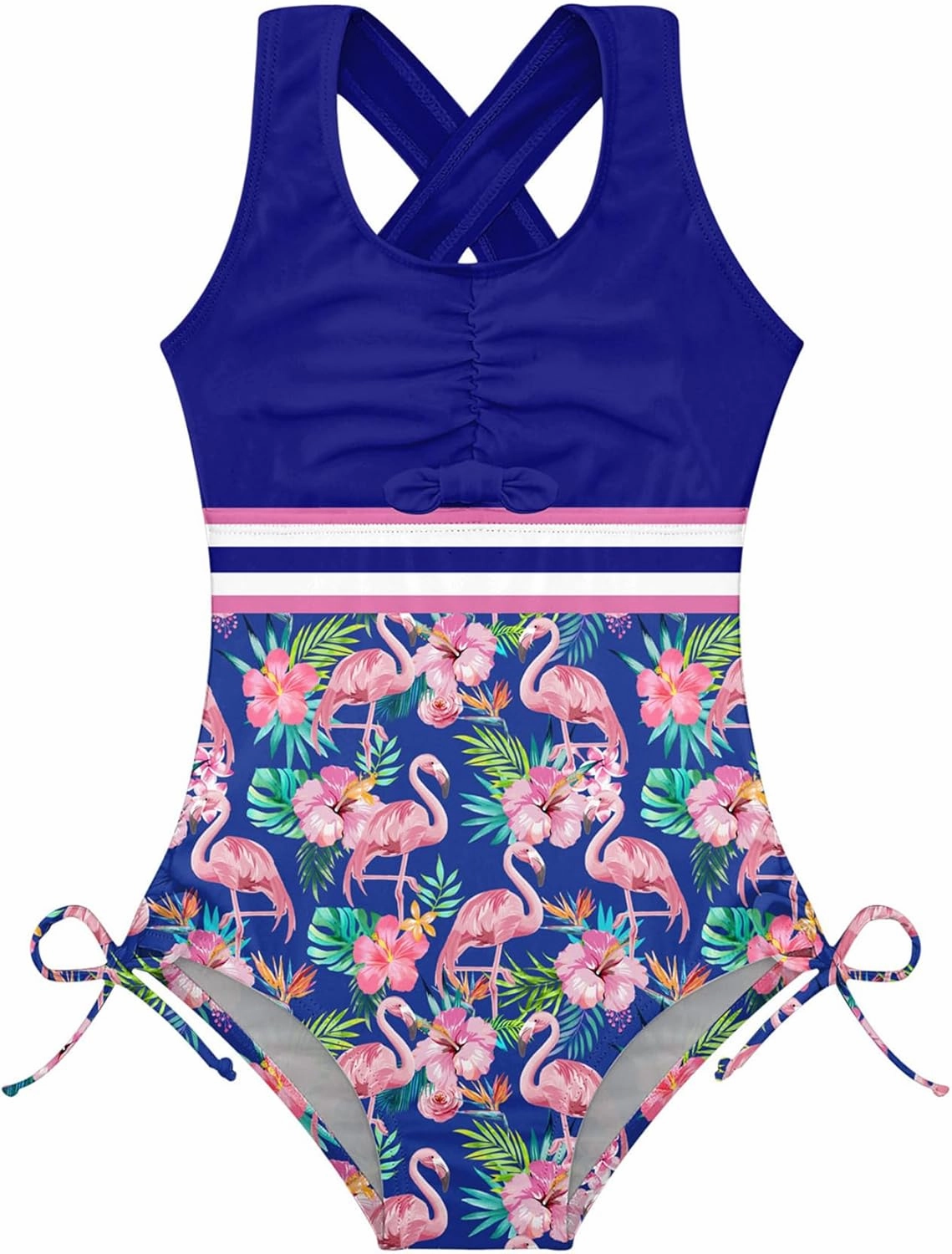 BFUSTYLE Girls One Piece Swimsuit Cute Striped Bathing Suit Hawaii Swimwear 4-13 Years
