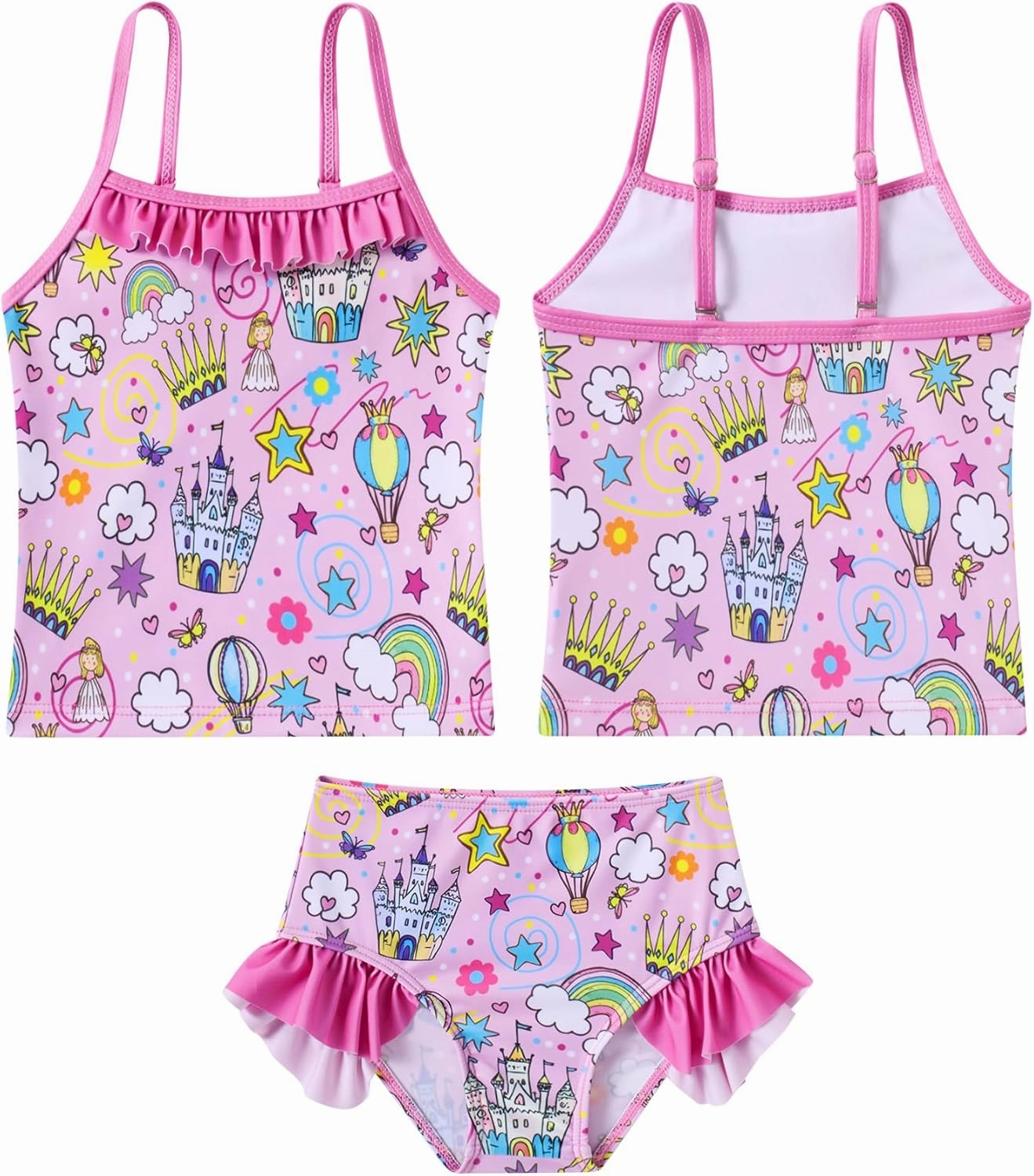 BFUSTYLE Girls Swimsuit 3 Pieces Rash Guard Kids Long Sleeves Bathing Suit 3-8 Years Sun Proction Swimwear Tankini