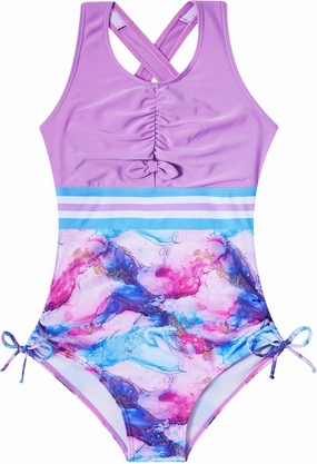 BFUSTYLE Girls Swimsuit One Piece Bathing Suit 4-13 Years Sleeveless Beach Swimwear