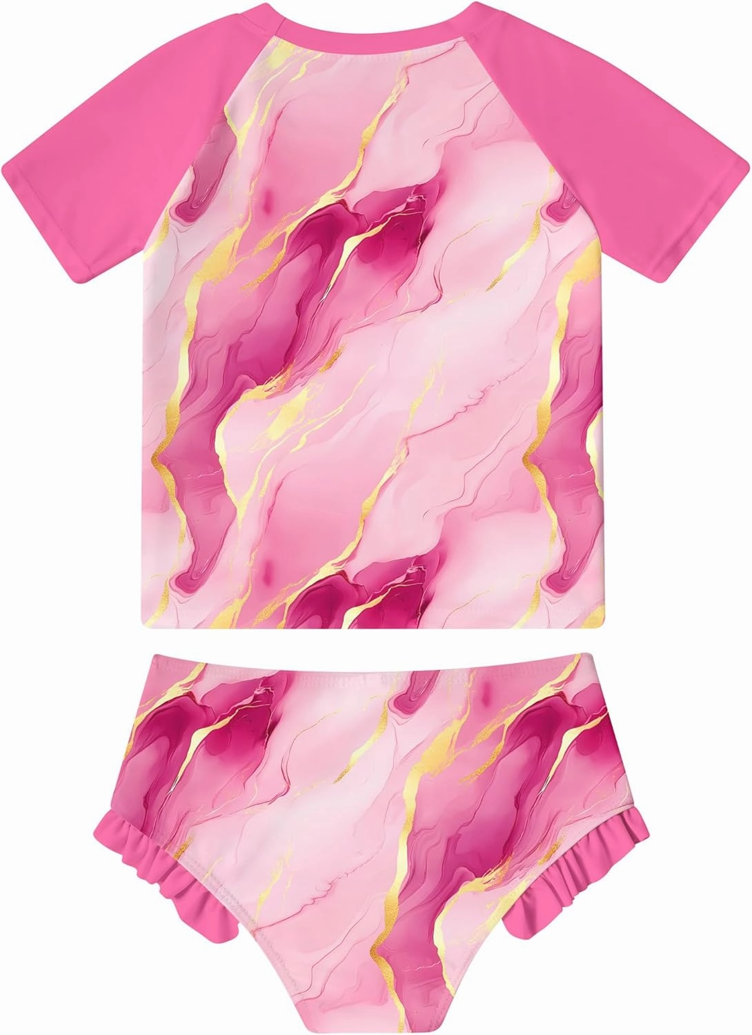 BFUSTYLE Little Girls Rash Guard Swimsuit 2-Piece Bathing Suit for Kids 5-9 Years