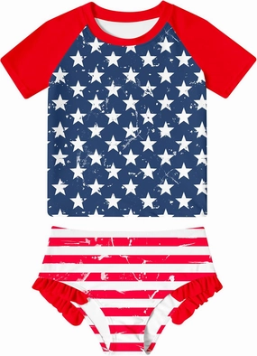 BFUSTYLE Little Girls Rash Guard Swimsuit 2-Piece Bathing Suit for Kids 5-9 Years