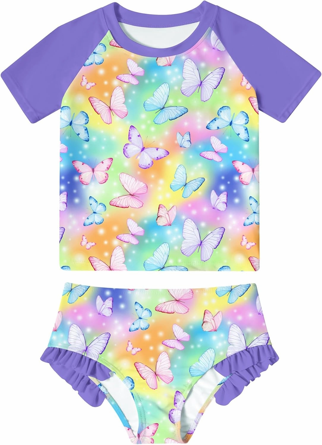 BFUSTYLE Little Girls Rash Guard Swimsuit 2-Piece Bathing Suit for Kids 5-9 Years