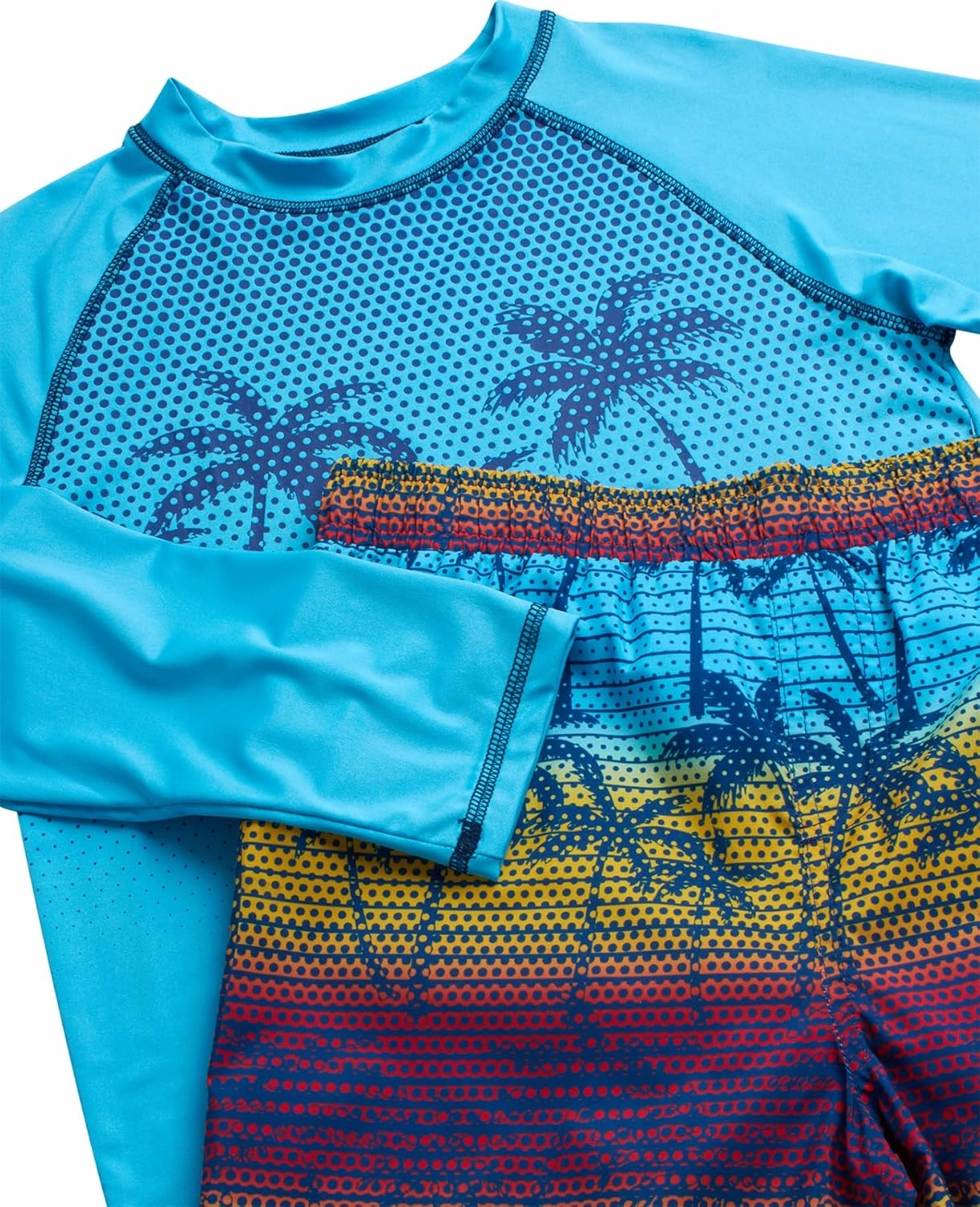Big Chill Boys Rash Guard Set - 2 Piece UPF 50  Long Sleeve Swim Shirt and Bathing Suit Swim Trunks for Boys (Sizes: 4-14)