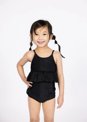 Black | Mini Down in Front Ruffle Bottoms