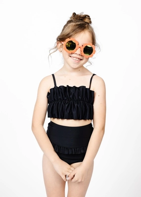 Black | Mini Oversized Ruffle Top