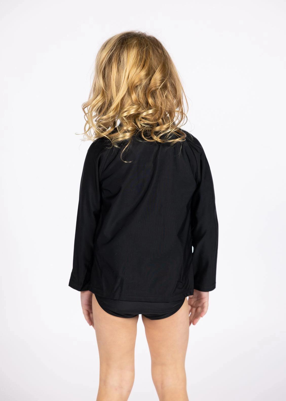 Black | Mini Rashguard Top (Unisex) with Zipper