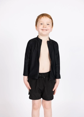 Black | Mini Rashguard Top (Unisex) with Zipper