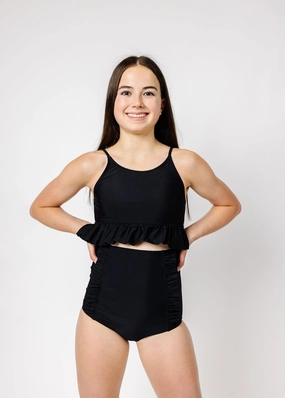 Black | Youth Down in Front Ruffle Bottoms