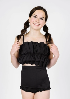 Black | Youth Oversized Ruffle Top