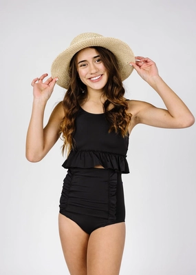 Black | Youth Peplum Top