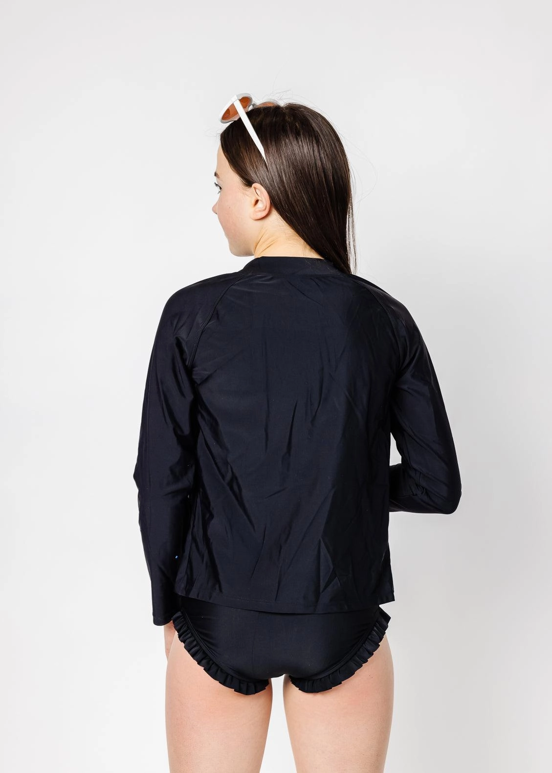 Black | Youth Rashguard Top (Unisex) with Zipper