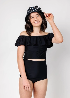 Black | Youth Ruffled Around Top
