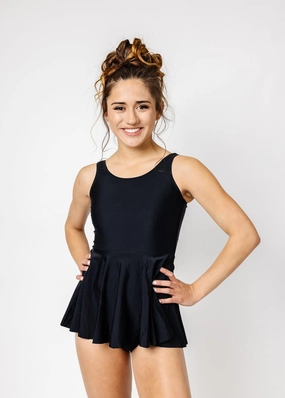 Black | Youth Skirted One-Piece