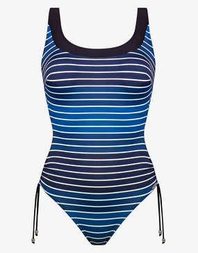 Blue Illusion Inclusive Fit Swimsuit - Blue and White