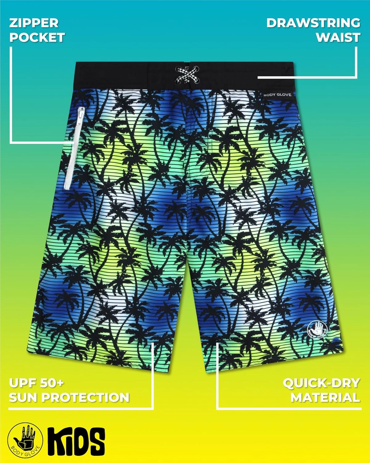 Body Glove Boys Swim Board Shorts - UPF 50  Quick Dry Boys Swim Trunks Bathing Suit Kids Swimwear with Pockets(Sizes: 8-18)