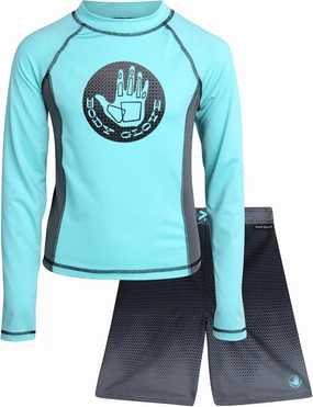 Body Glove Boys Swim Set - 2 Piece Boys Swim Trunks with Rash Guard UV Protection Swimsuit Kids Bathing Suits (Sizes 4-12)