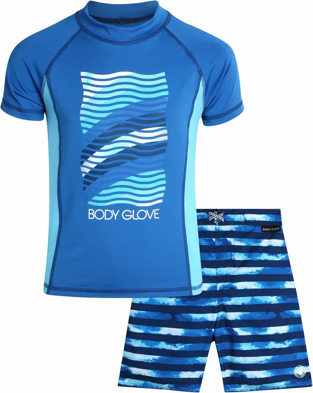 Body Glove Boys Swim Set - 2 Piece Boys Swim Trunks with Rash Guard UV Protection Swimsuit Kids Bathing Suits (Sizes 4-12)