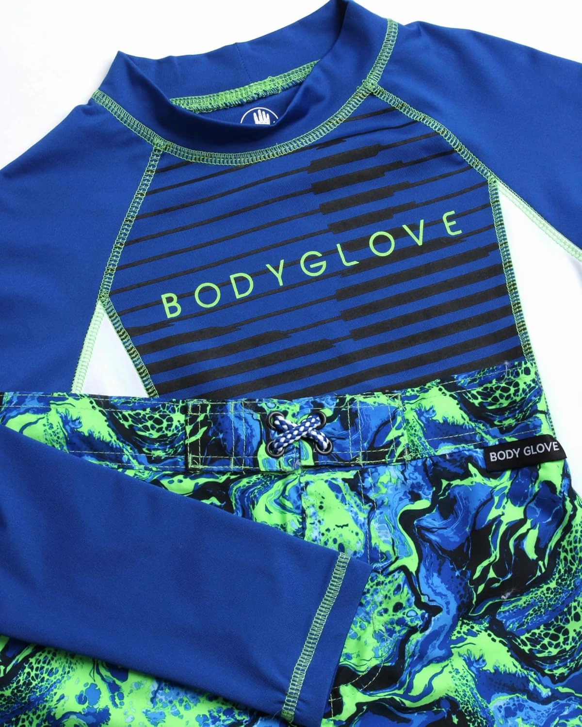 Body Glove Boys Swim Set - 2 Piece Boys Swim Trunks with Rash Guard UV Protection Swimsuit Kids Bathing Suits (Sizes 4-12)