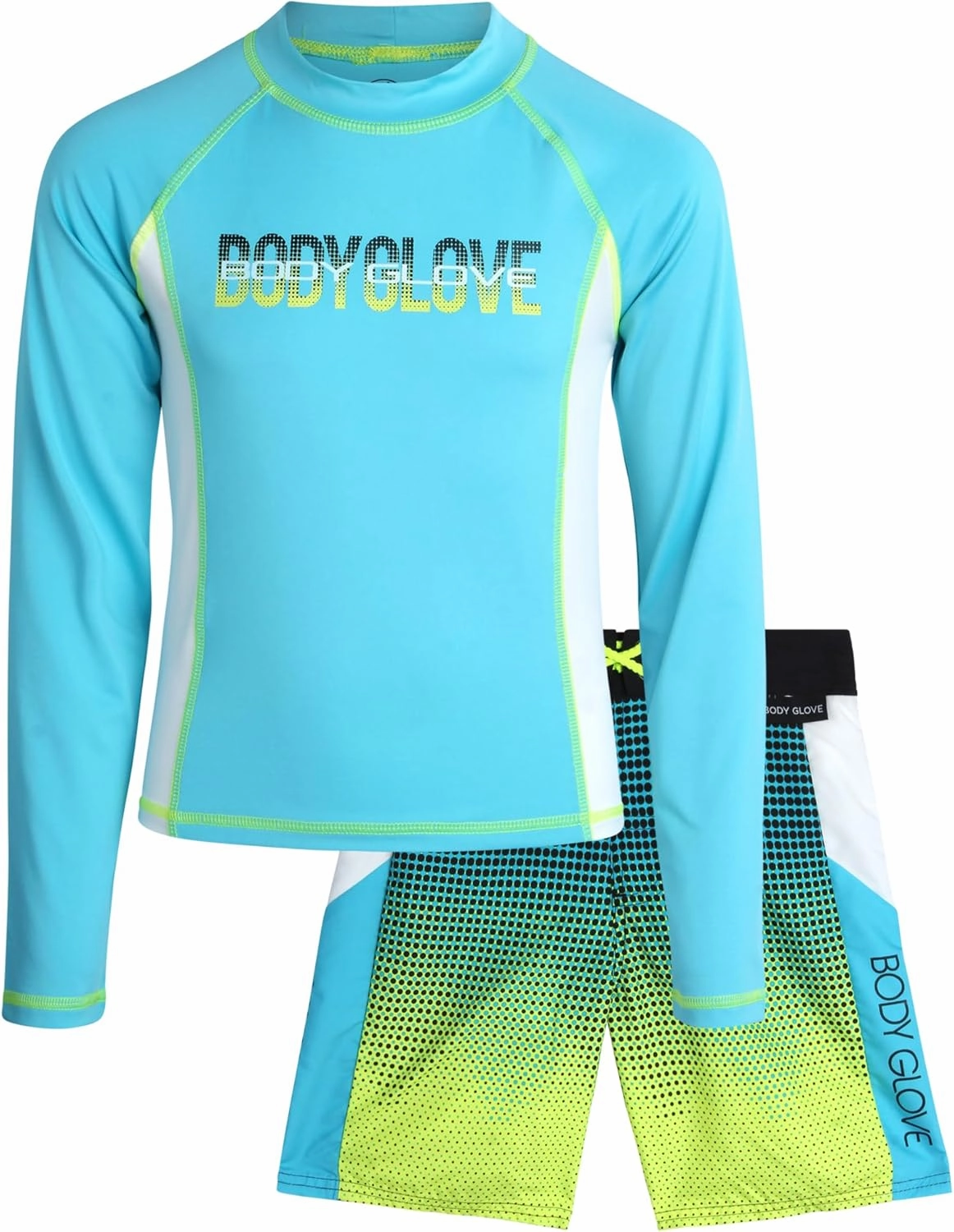 Body Glove Boys Swim Set - 2 Piece UPF 50  Swim Trunks and Rash Guard for Boys Kids Swimwear Set (Sizes: 4-12)
