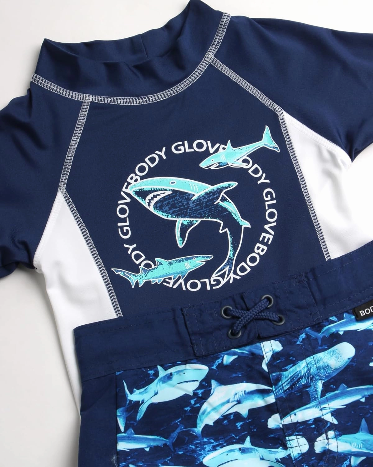 Body Glove Boys Swim Set - 4 Piece UPF 50  Swim Trunks and Rash Guard for Boys Kids Swimwear Set (Sizes: 4-12)
