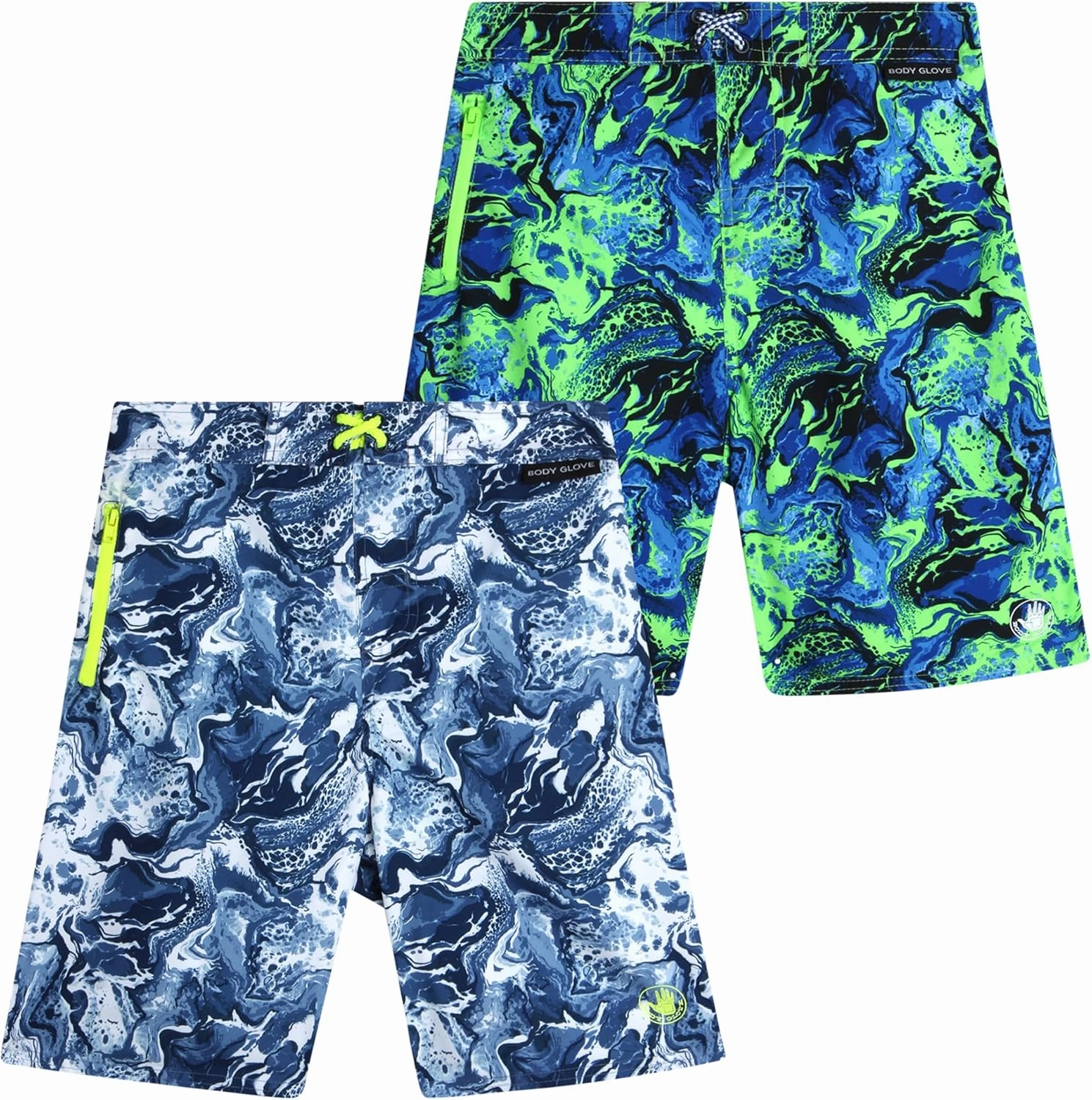 Body Glove Boys Swim Trunks - 2 Pack UPF 50  Quick Dry Board Shorts Bathing Suit Kids Swimwear with Pockets (Sizes: 8-18)