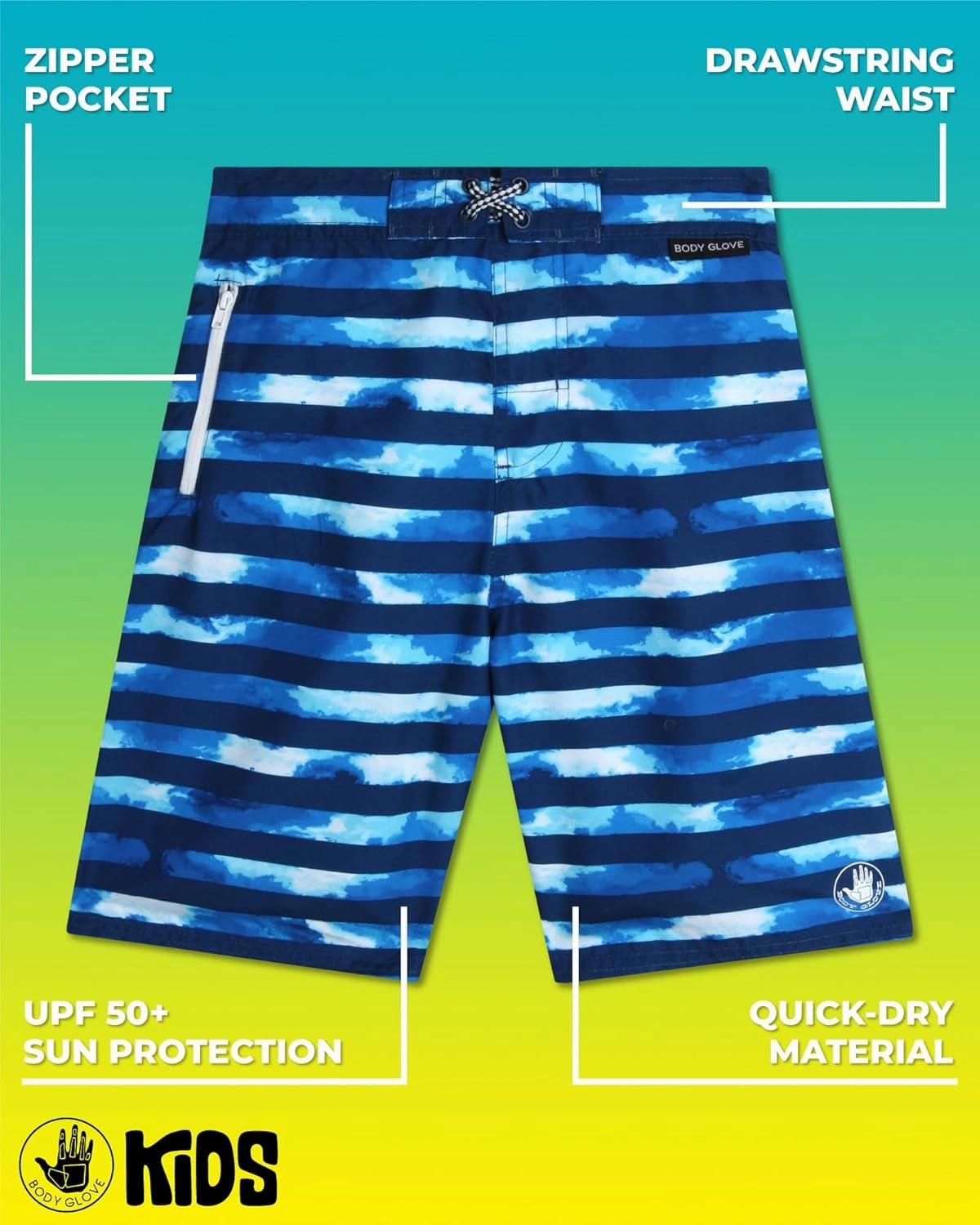 Body Glove Boys Swim Trunks - 2 Pack UPF 50  Quick Dry Board Shorts Bathing Suit Kids Swimwear with Pockets (Sizes: 8-18)