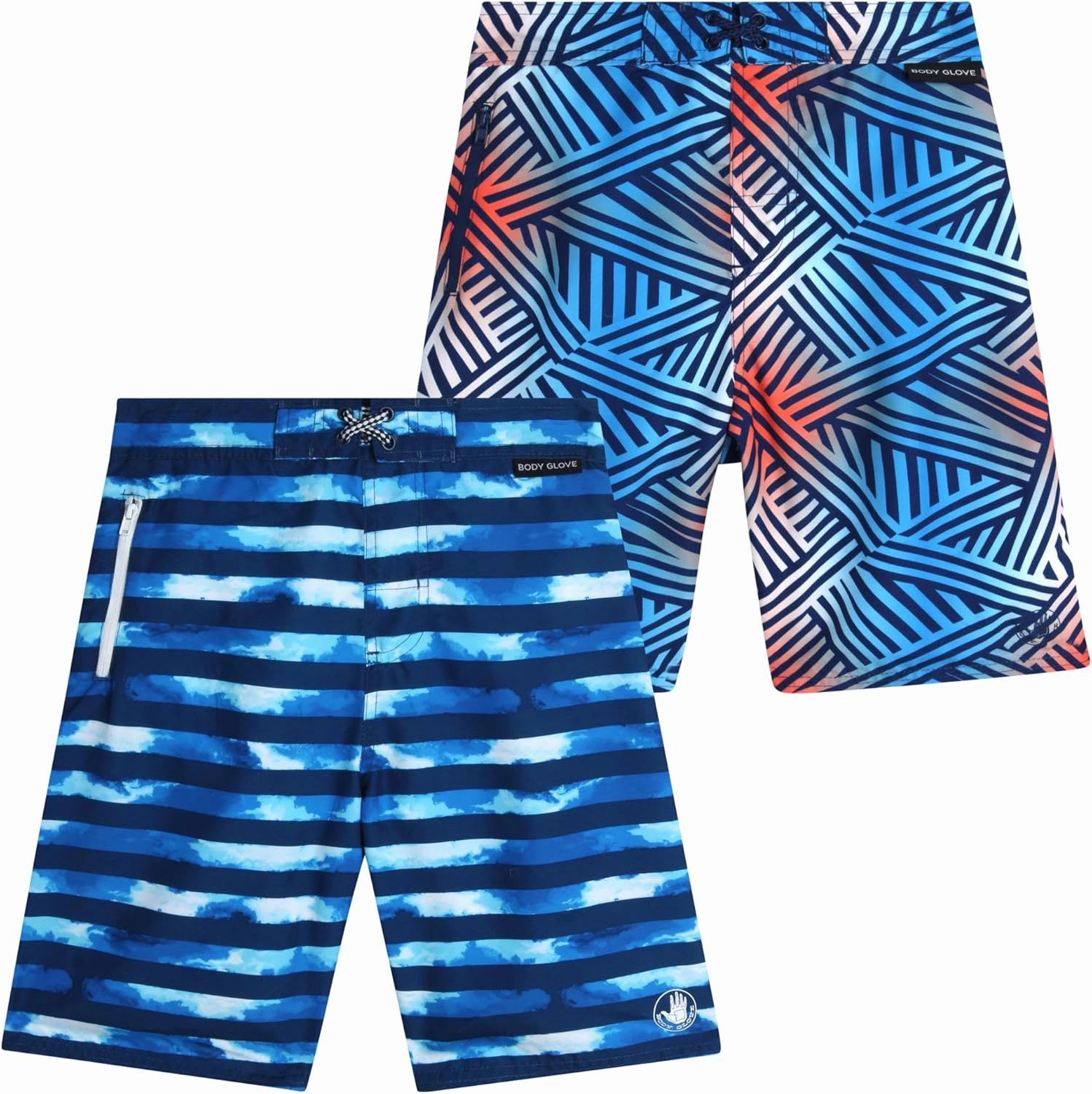 Body Glove Boys Swim Trunks - 2 Pack UPF 50  Quick Dry Board Shorts Bathing Suit Kids Swimwear with Pockets (Sizes: 8-18)