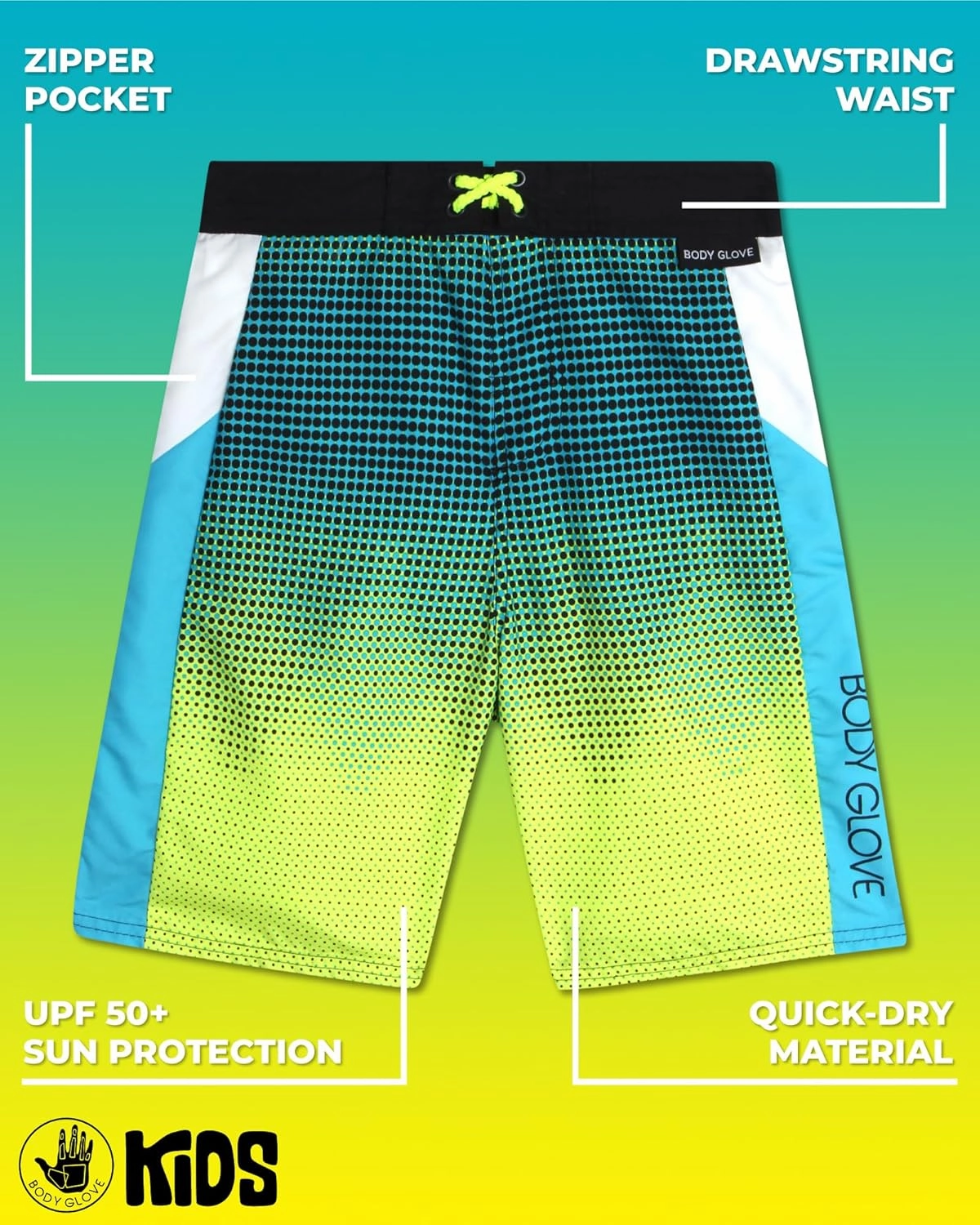 Body Glove Boys Swim Trunks - UPF 50  Quick Dry Boys Swim Board Shorts Bathing Suit Kids Swimwear with Pockets (Sizes: 8-16)