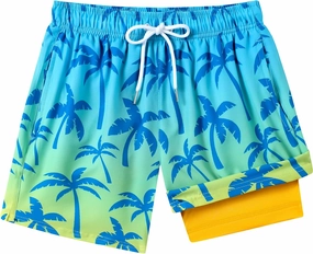 Boys Bathing Suits Anti-Chafe Boys Swim Trunks with Compression Liner Boy Swim Shorts Quick Dry Youth Swimsuit Size 8-16