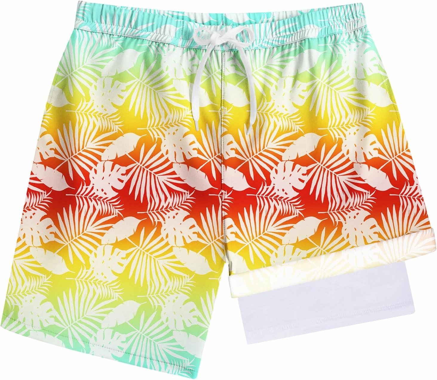 Boys Quick Dry Swim Trunks with Compression Liner 2 in 1 Beach Stretch Swim Shorts