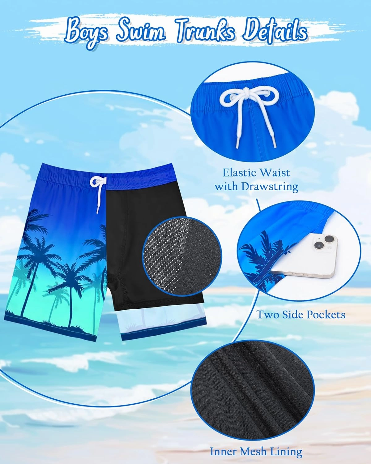 Boys Rash Guard Swim Set with Swim Trunks Bathing Suit Long Sleeve Swim Shirt Quick Dry Swimsuit Kids Swimwear Size 7-16