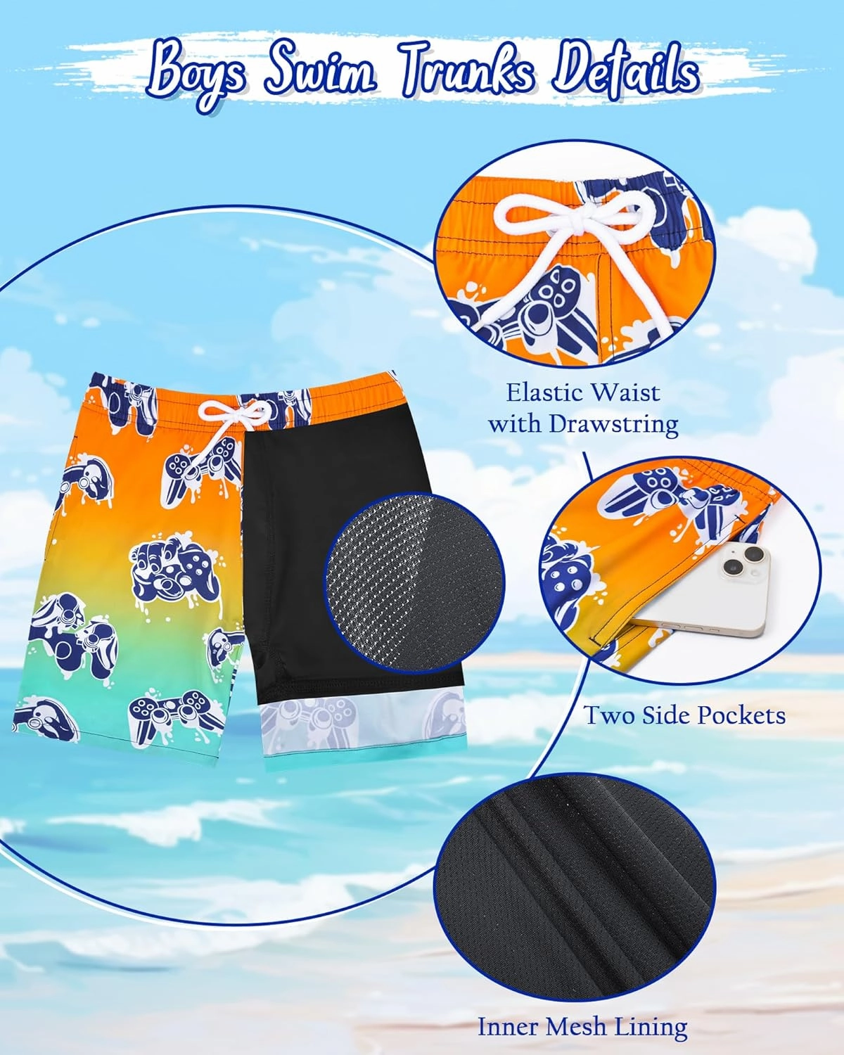 Boys Rash Guard Swim Set with Swim Trunks Bathing Suit Long Sleeve Swim Shirt Quick Dry Swimsuit Kids Swimwear Size 7-16