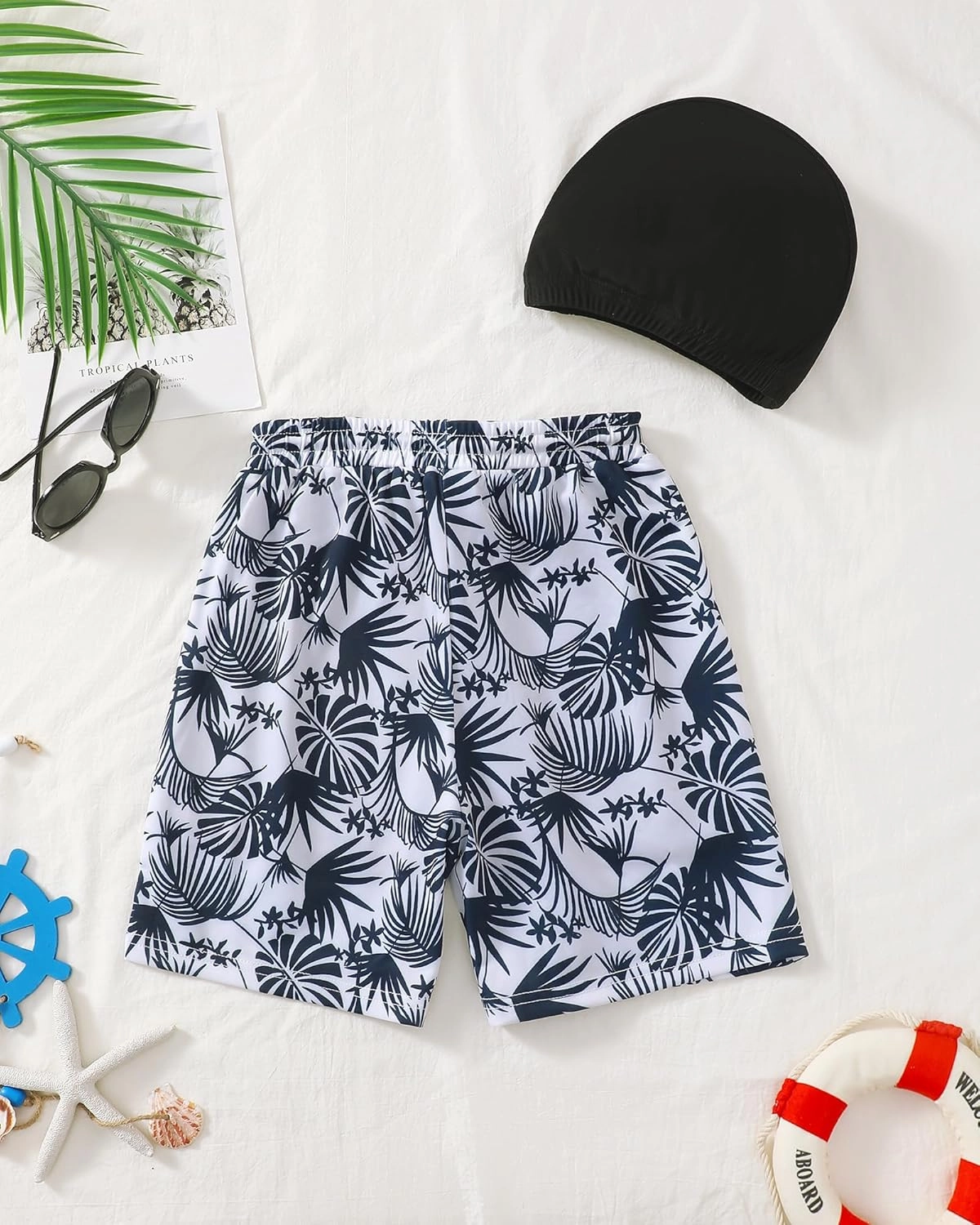 Boys Swim Trunks 2-16 Years Compression Liner Swimsuit Shorts fo Kids Quick-Dry Stretch Swimwear (Includes Swim Cap)