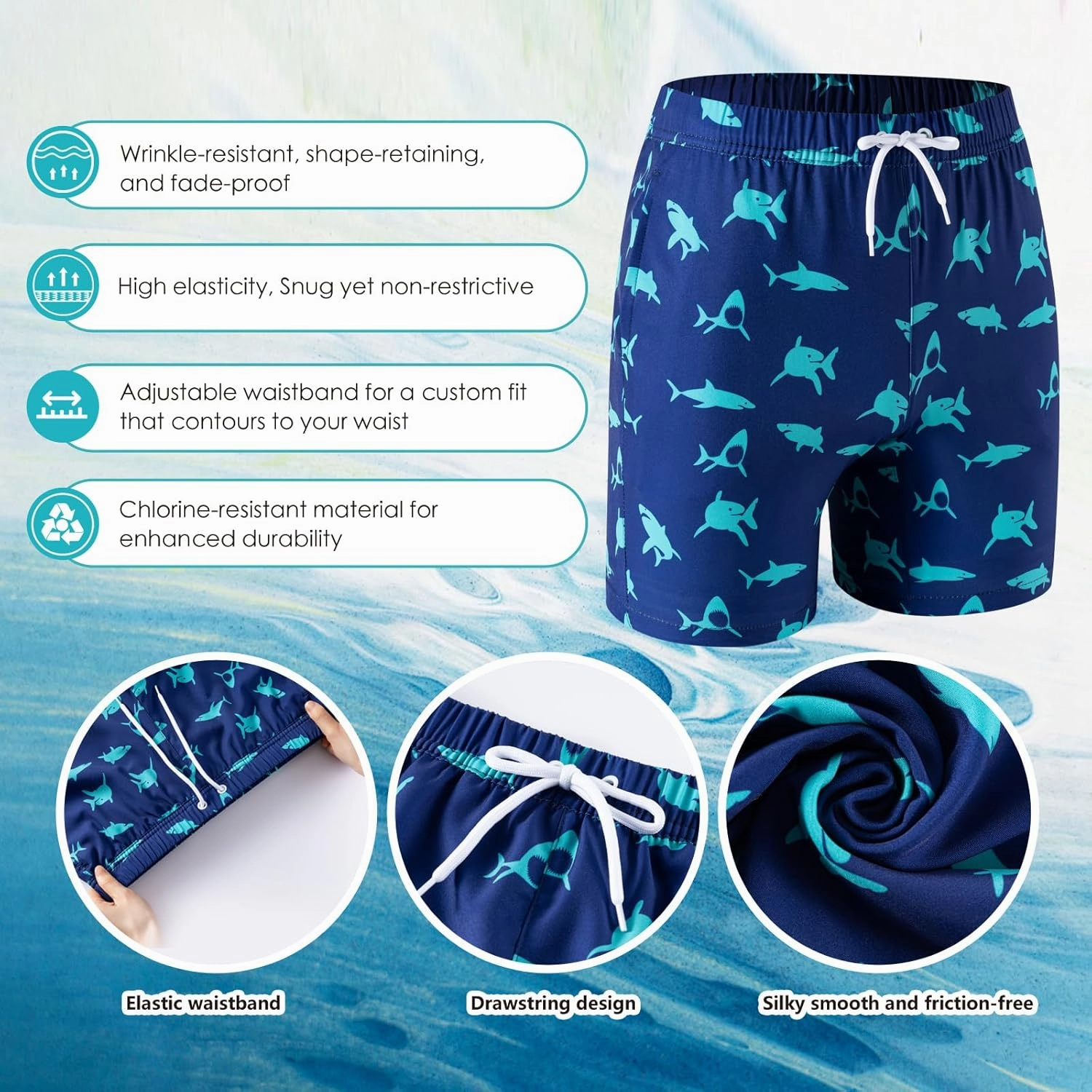 Boys Swim Trunks 2 Pack, Bathing Suit with Compression Liner, UPF 50 , Beach Shorts for 5-16 Years