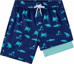Boys Swim Trunks, Bathing Suit with Compression Liner, UPF 50 , Beach Shorts for 5-16 Years