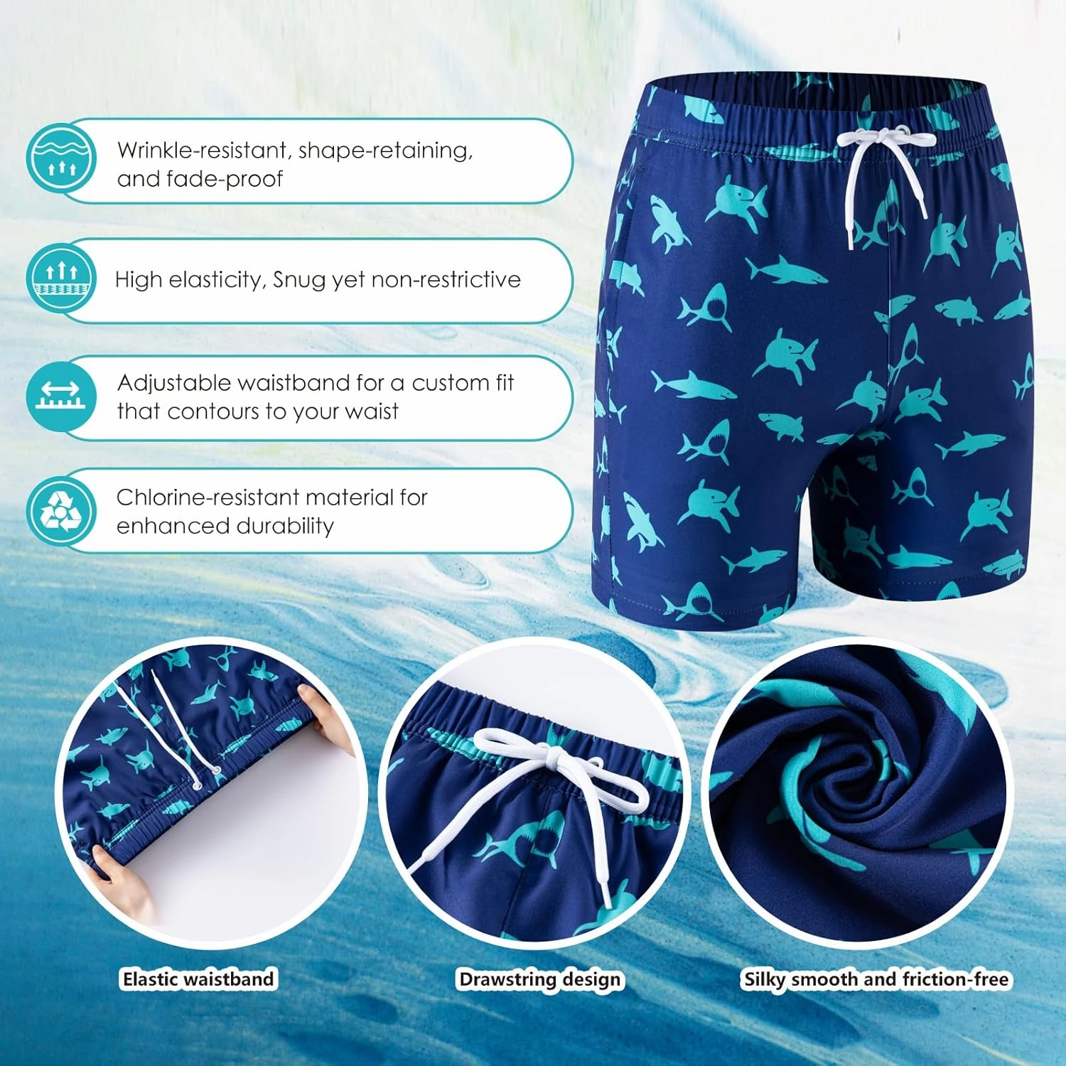 Boys Swim Trunks, Bathing Suit with Compression Liner, UPF 50 , Beach Shorts for 5-16 Years